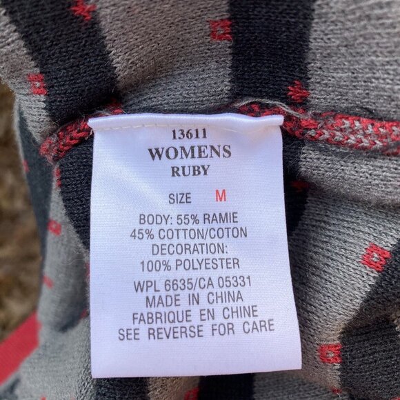 Woolrich Women’s Red Fair Isle Zip Sweater Size M Winter Knit - Picture 8 of 11